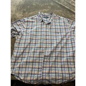 Ralph‎ Lauren 3XB Big Plaid Button Down Short Sleeve Shirt Mens